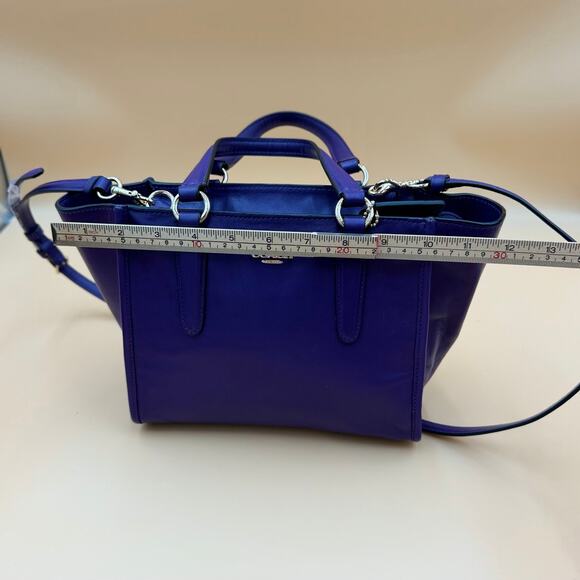 Coach Purple Leather Crosby Mini Carryall Satchel; Elegant Structured Handbag main image 8